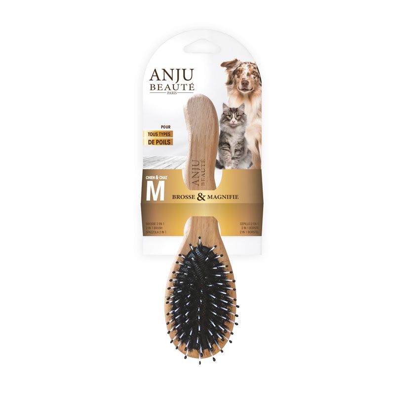 Brosse 2 en 1 pour le soin du poil chez les chats et les chiens